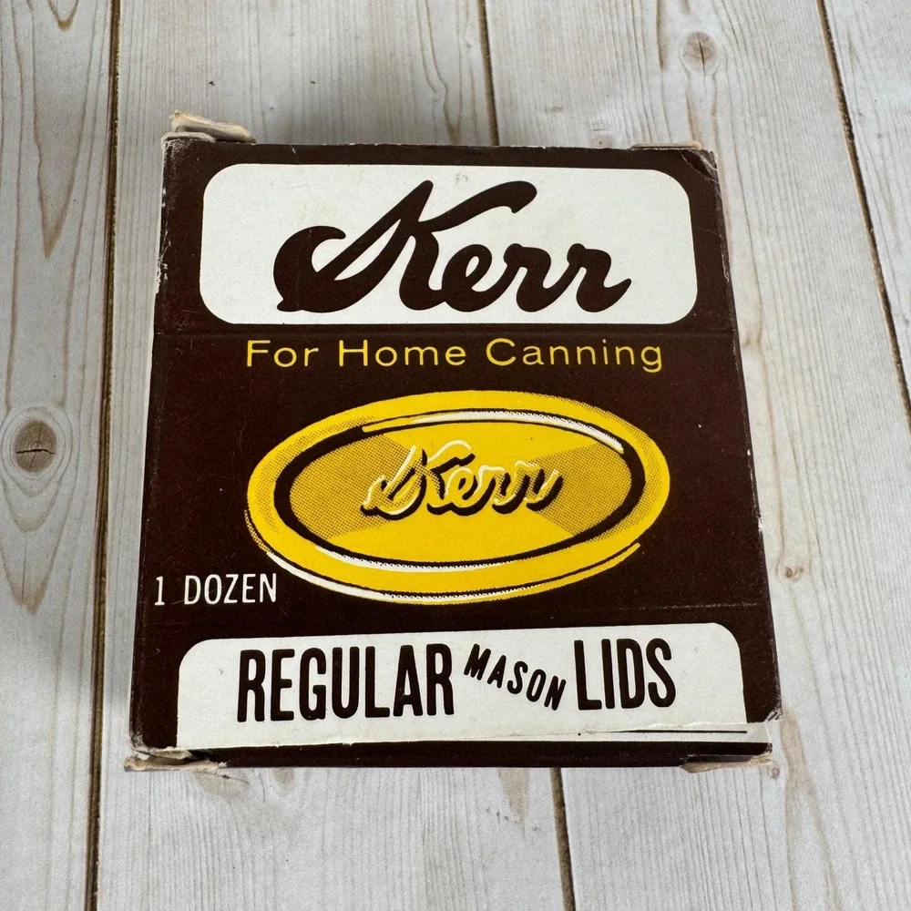 Vintage Kerr Regular Mason Lids Box w/ Assorted Ball Decorative Jar Lids Lot